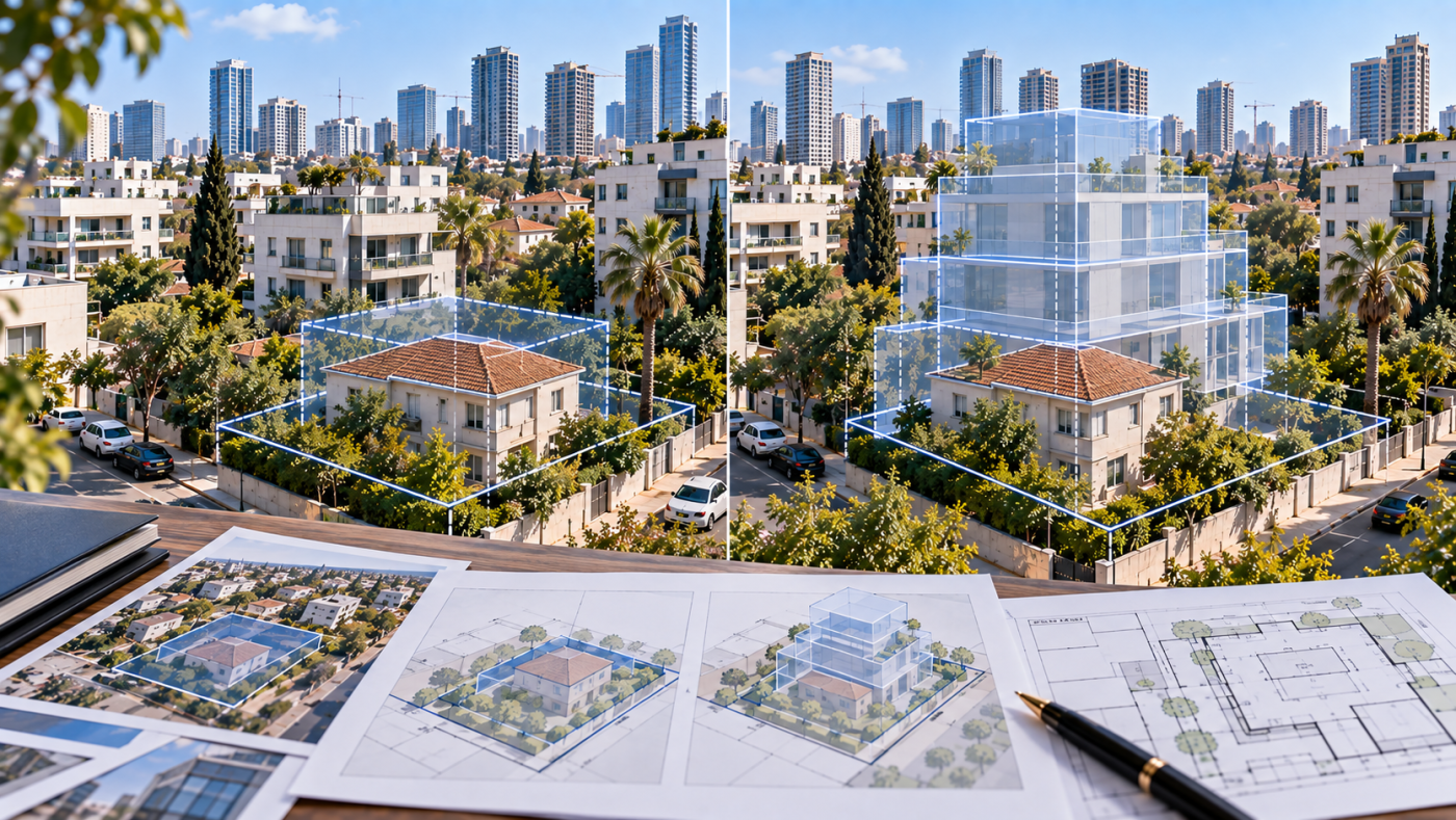חישוב היטל השבחה באמצעות השוואת מצב קודם ומצב חדש של המקרקעין